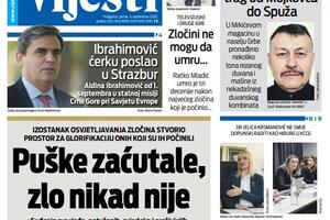 Naslovna strana "Vijesti" za 4. septembar 2026. godine