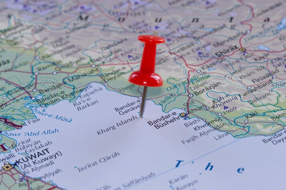 Ostrvo Harg, glavno čvorište za izvoz iranske nafte na mapi, Foto: Shutterstock