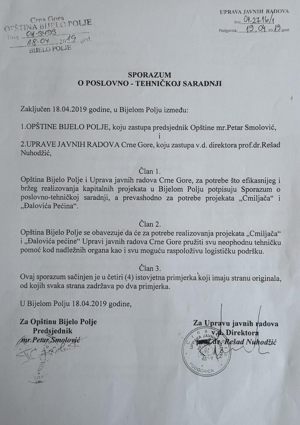 <p>"Opština je imala svoju ulogu u postupku, Vlada Crne Gore je korisnik potpune eksproprijacije, a Uprava javnih radova bila je obavezna da plati eksproprisane nepokretnosti. I još važnije &ndash; Opština Bijelo Polje je svoje obaveze u ovom postupku završila još 2022. godine"</p>