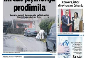 Naslovna strana "Vijesti" za 12. septembar 2026. godine