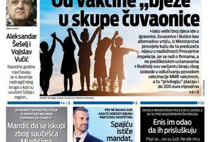 Naslovna strana "Vijesti" za 15. septembar 2026. godine