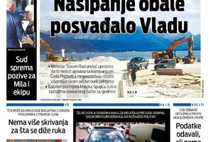 Naslovna strana "Vijesti" za 17. septembar 2026. godine