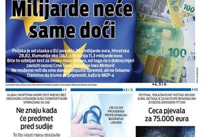 Naslovna strana "Vijesti" za 21. septembar 2026. godine
