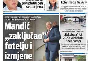 Naslovna strana "Vijesti" za 25. septembar 2026. godine