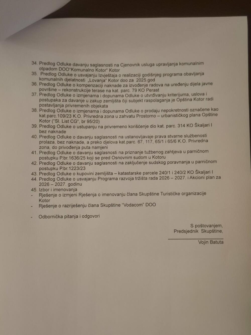 <p>Predsjednik Opštine Kotor kazao da je razgovarao sa svim partijama i da formalni predlog odluke nikada nije upućen Skupštini</p>