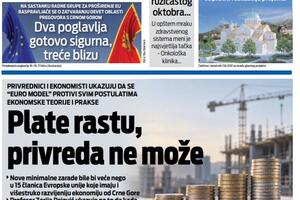 Naslovna strana "Vijesti" za 9. oktobar 2026. godine