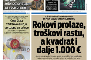 Naslovna strana "Vijesti" za 20. oktobar 2026. godine