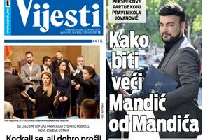 Naslovna strana "Vijesti" za 22. oktobar 2026. godine