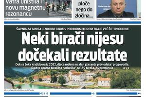 Naslovna strana "Vijesti" za 23. oktobar 2026. godine