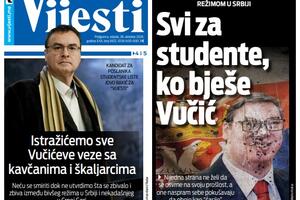 Naslovna strana "Vijesti" za 28. oktobar 2026. godine