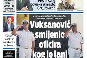 Naslovna strana "Vijesti" za 30. oktobar 2026. godine