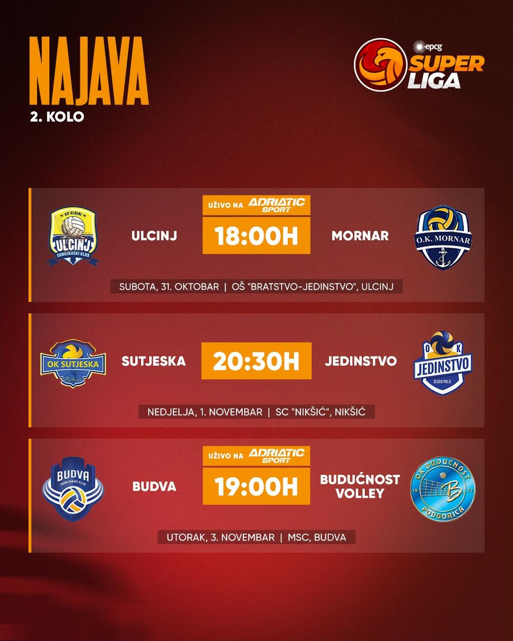 epcg superliga odbojkaša