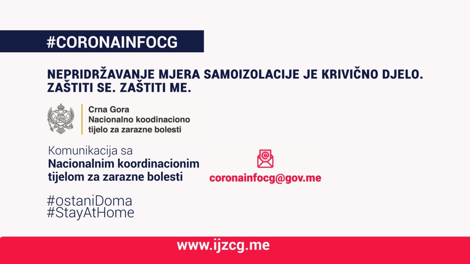 Nepridržavanje mjera samoizolacije je krivično djelo