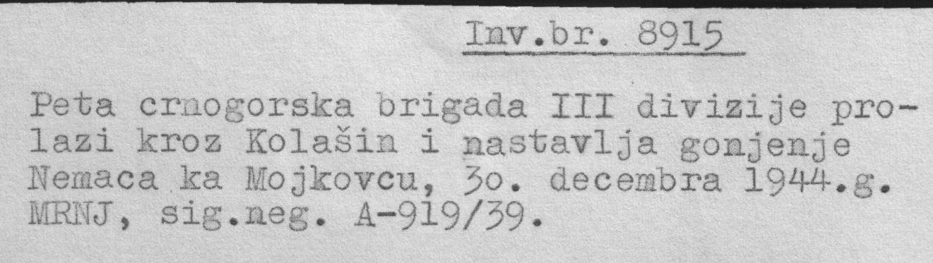 Depeša da je Kolašin slobodan