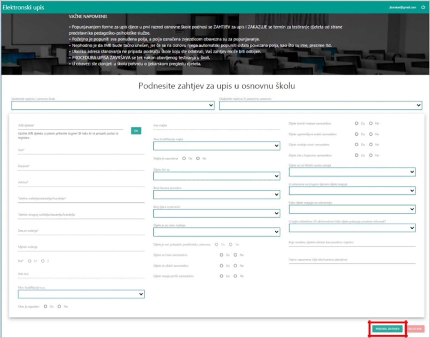 Formular za elektronski upis